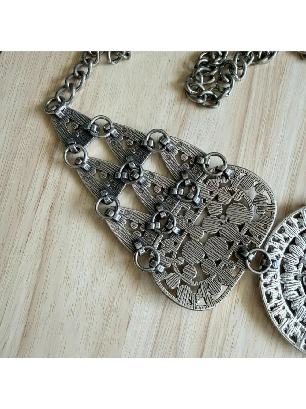 Vintage Chico's Statement Belt L - XL Medallion in Silver and Gold Boho Chic